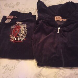 Juicy Couture Vintage Tracksuit Navy blue velour 2 pc set L Lightly used!